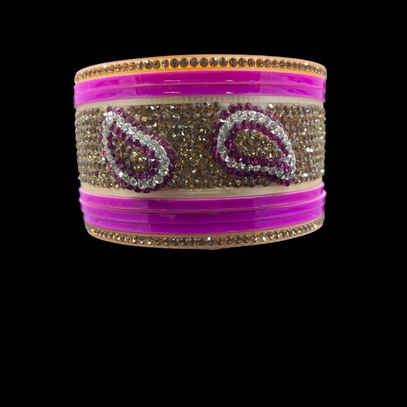 8 Piece Rhinestone Indian Bangle Set Coquette Y2K Festival Bridal Glam Stack - Picture 4 of 5